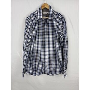 7 Diamonds Blue Plaid Long Sleeve Button Up Casual Dress Shirt Men Size XL